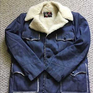 Vtg Sears Yellowstone Style Denim Rancher Coat 44L